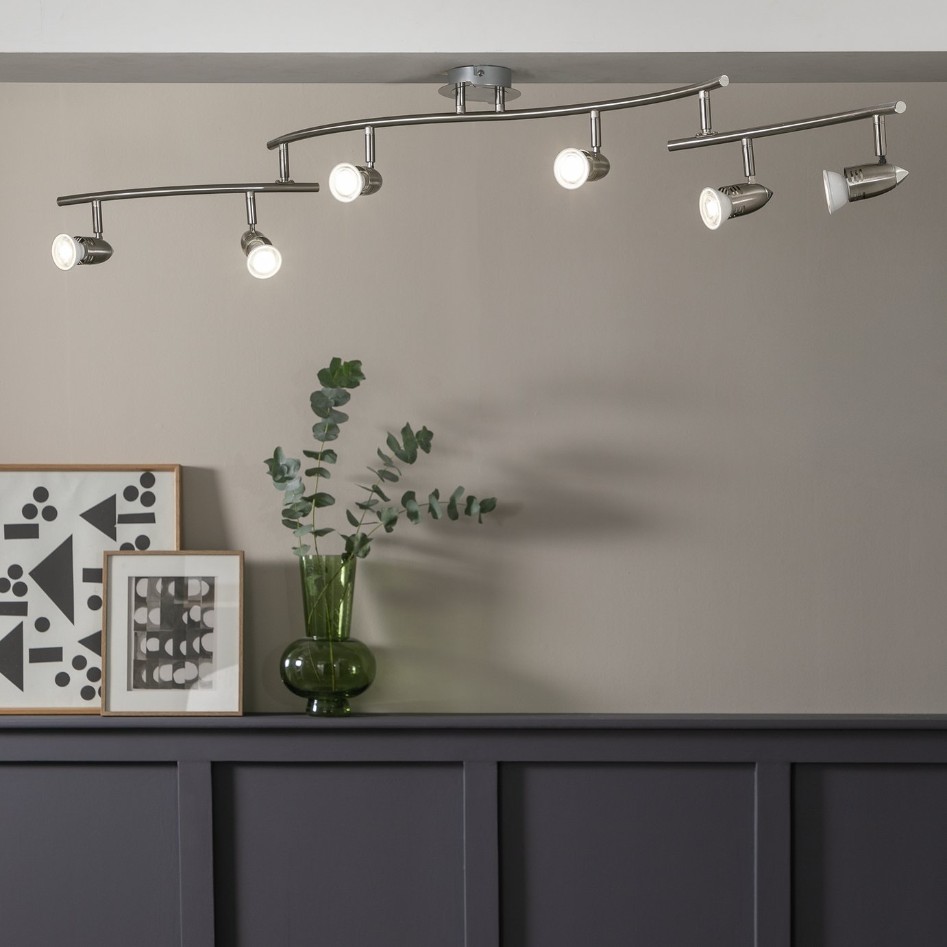 Argos Home Norton 6 light folding ceiling bar in chrome - British product