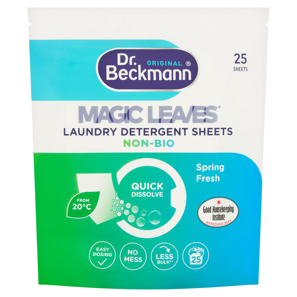 Dr. Beckmann Original Magic Leaves Laundry Detergent Sheets Non Bio Intense Fresh 25 Washes 100g