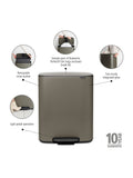 Brabantia Platinum Bo pedal bin 60L - British product