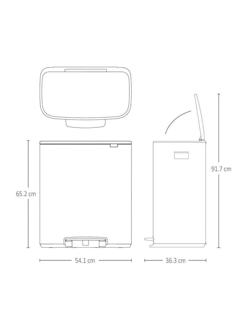 Brabantia Platinum Bo pedal bin 60L - British product