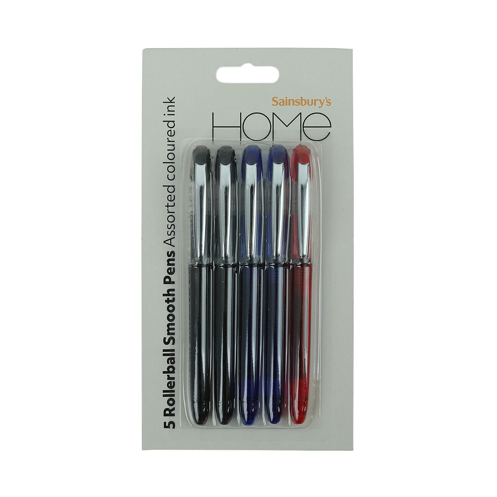 Sainsbury's Home Assorted Smooth Ink Rollerball Pens 5pk