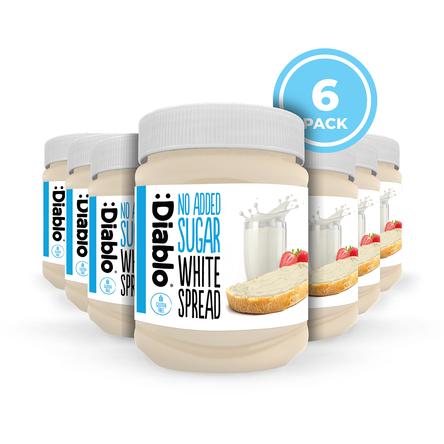 Diablo white chocolate spread no added sugar 350g pack of 6, imported from the UK