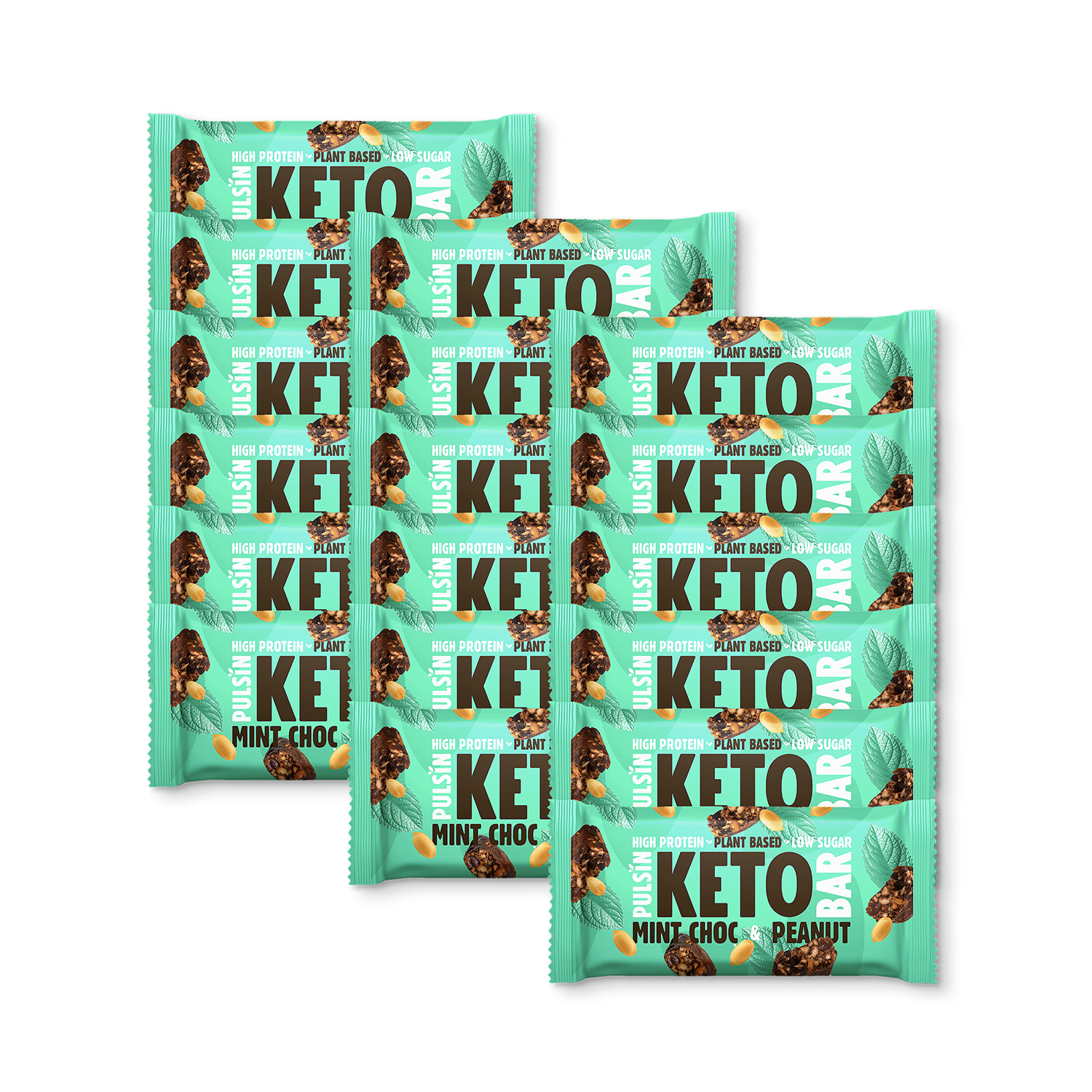 Pulsin mint chocolate peanut keto bar multipack 18x50g, UK version