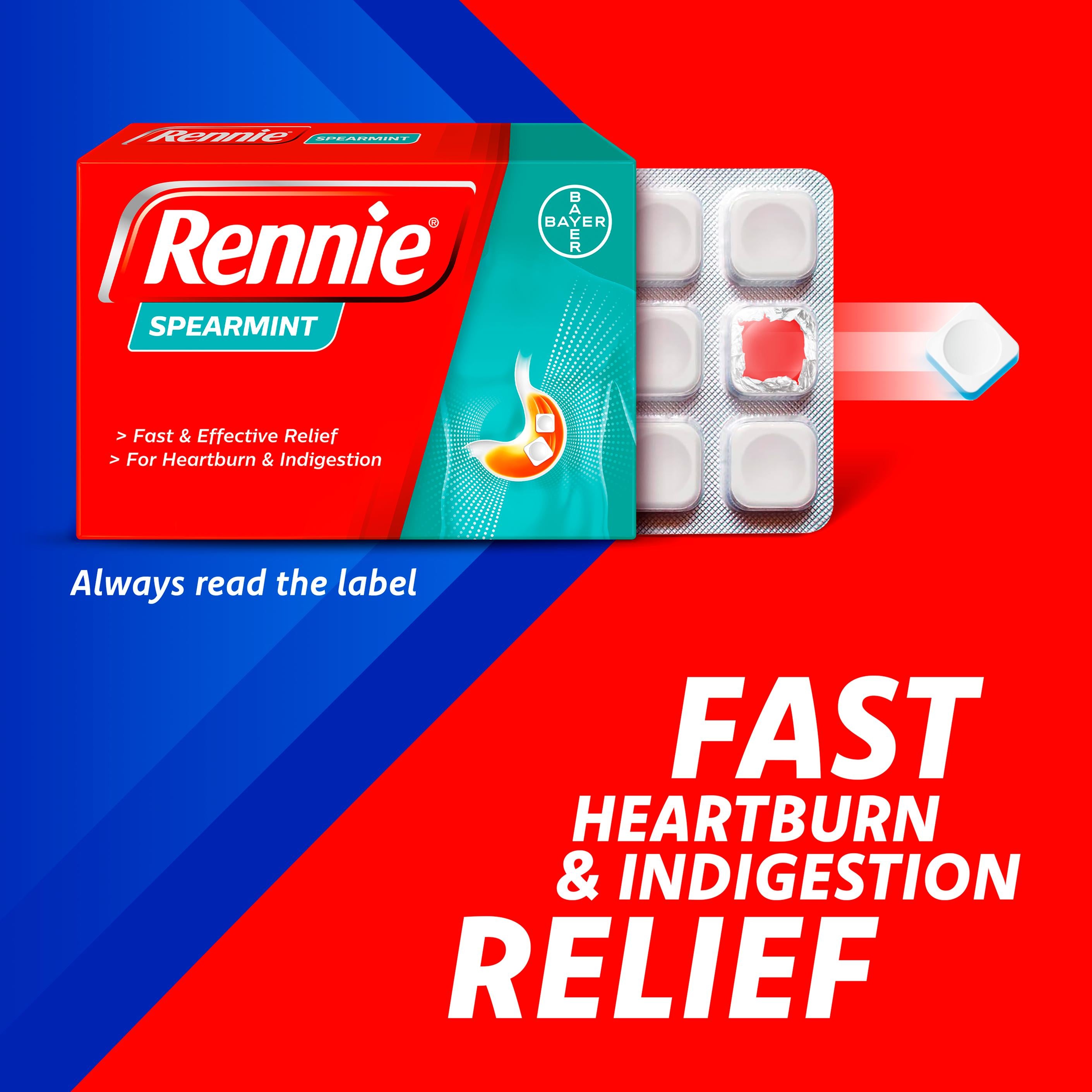 Rennie spearmint antacid tablets 72 tablets, UK version