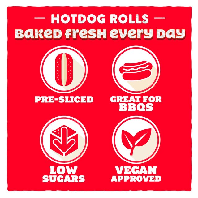 Warburtons Hot Dog Rolls   6 per pack GOODS M&S   