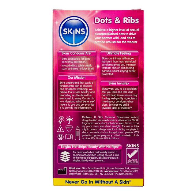 Skins Dots & Ribs Condoms    12 per pack GOODS M&S   