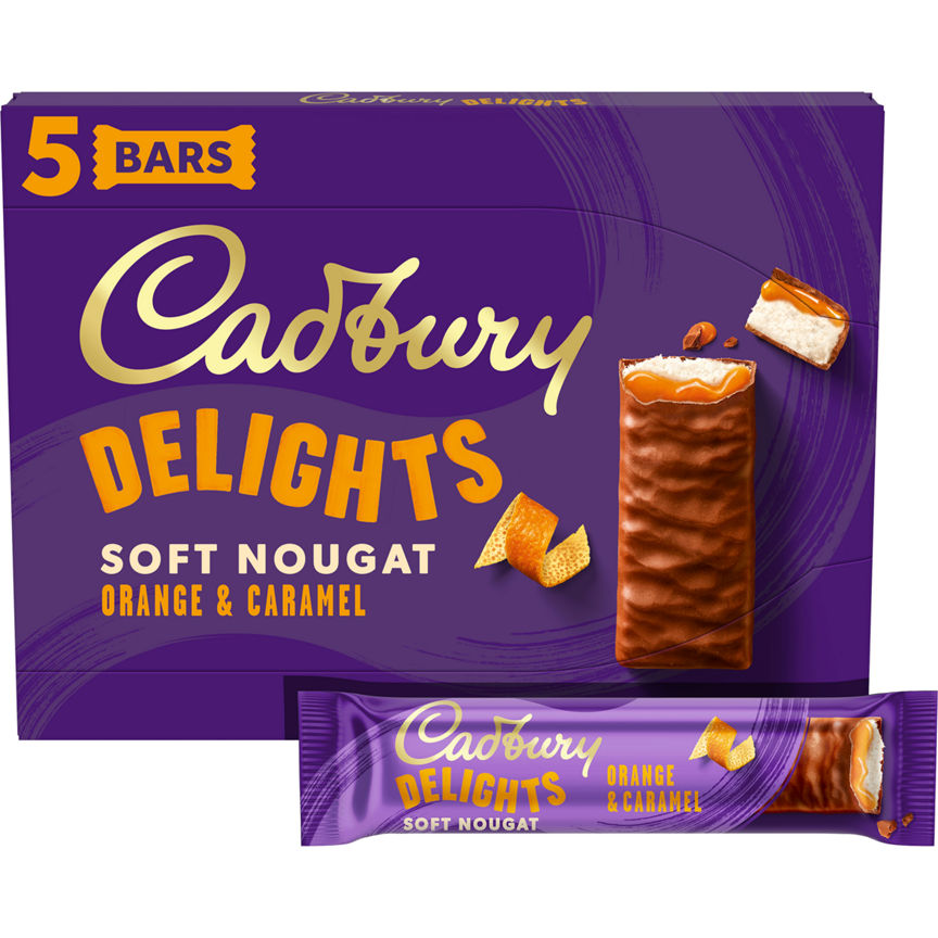 Cadbury Delights Soft Nougat Orange & Caramel Bars 5 x 22g (110g) GOODS ASDA   