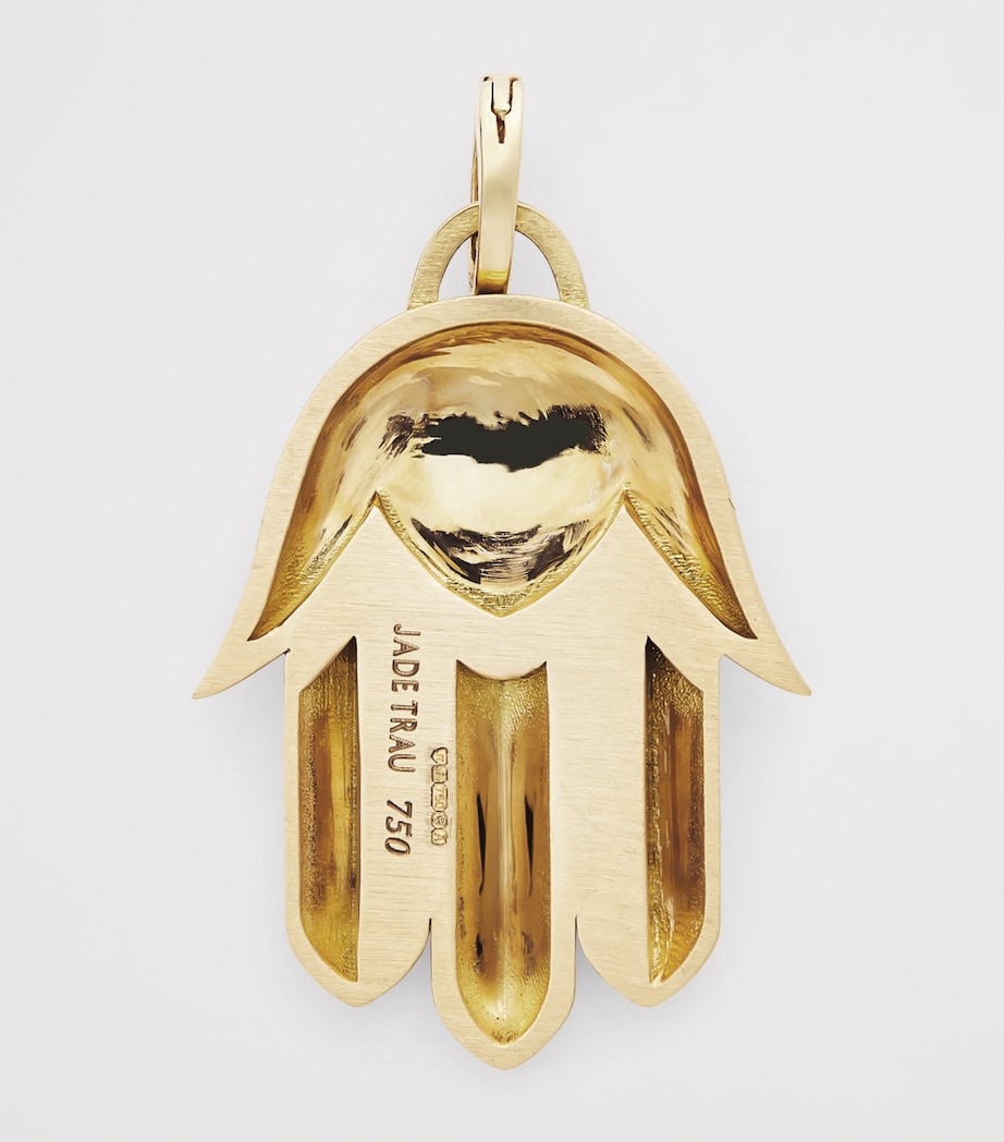 Jade Trau Hamsa charm yellow gold diamond, imported from the UK