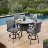 SunVilla Indigo 5 Piece Wicker Bar Height Dining Patio Set + Cover GOODS Costco UK