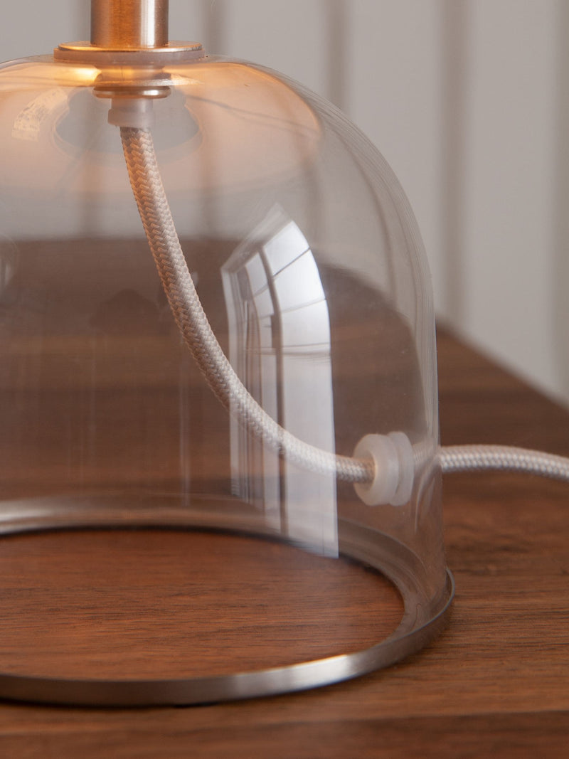 Brushed nickel Gloucester mini bedside lamp, imported from the UK