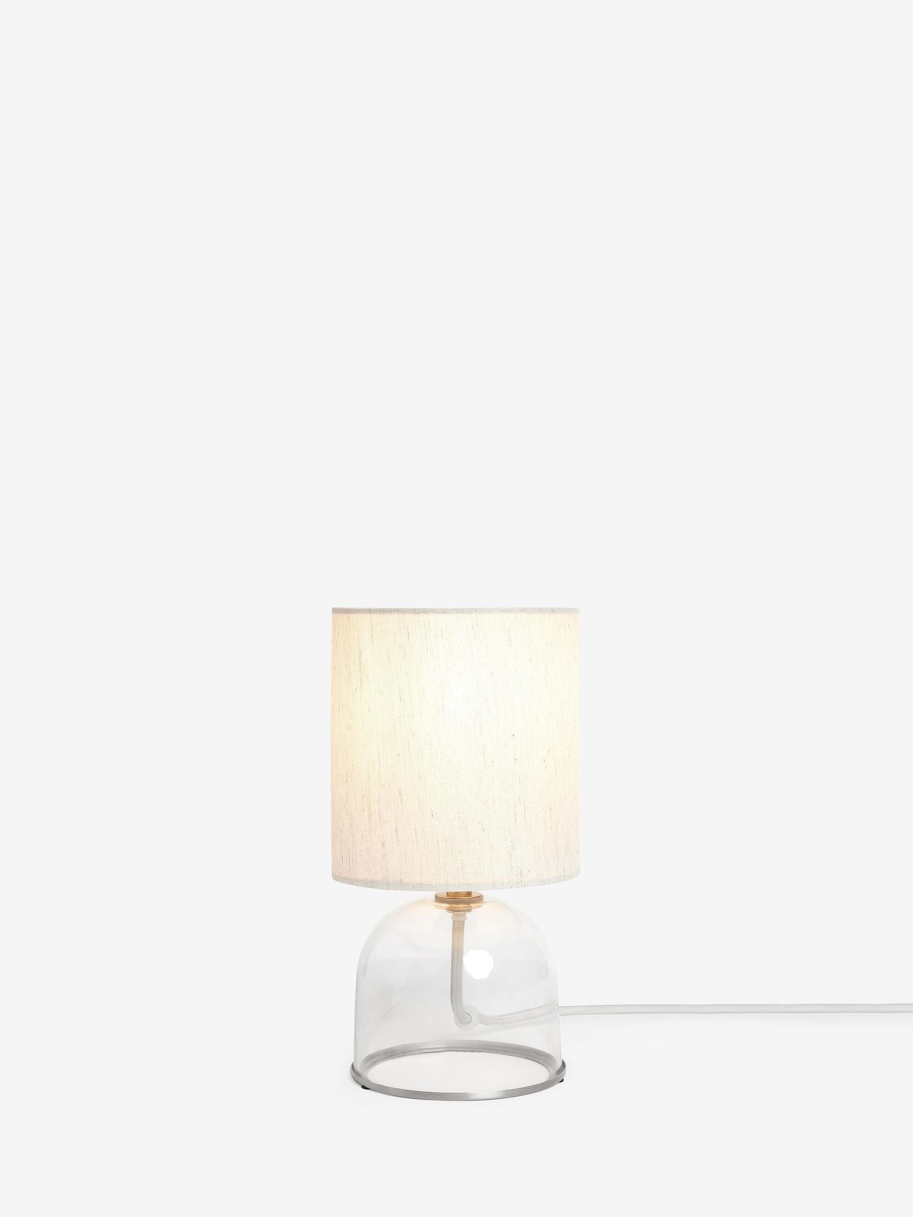 Brushed nickel Gloucester mini bedside lamp, imported from the UK
