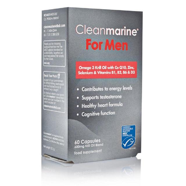 Cleanmarine Men's Omega 3 MSC Krill Oil Supplement Capsules   60 per pack