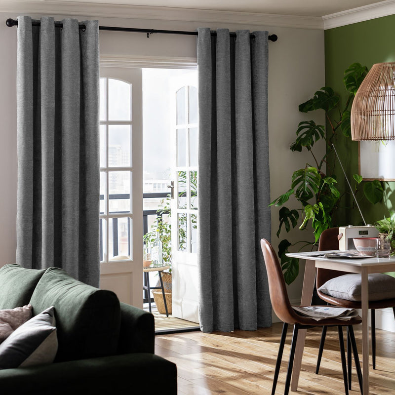 Habitat Thermal Chenille Blackout Eyelet Curtains - Charcoal -168x229cm