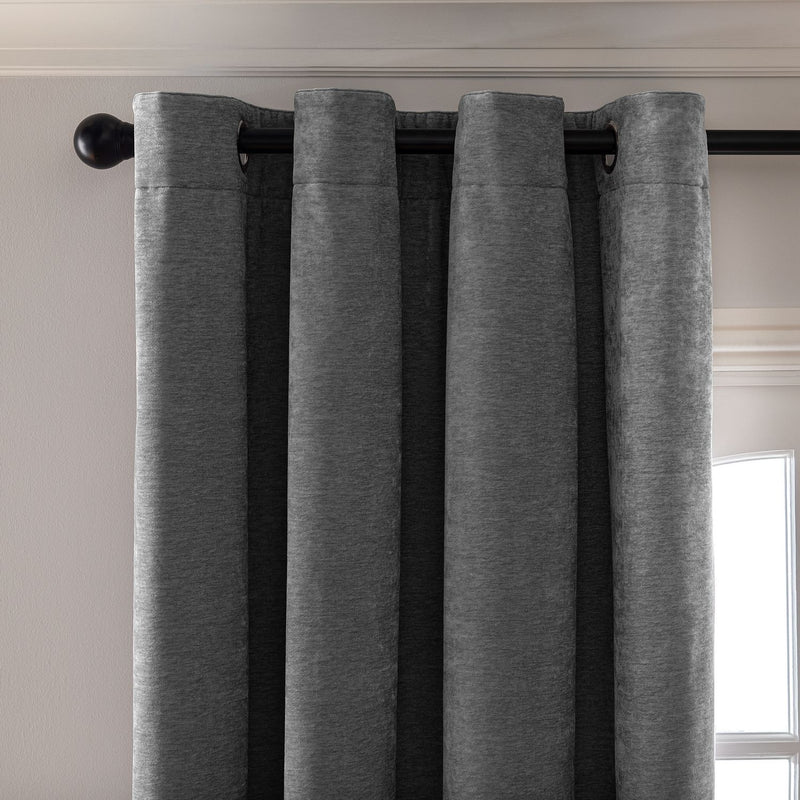 Habitat Thermal Chenille Blackout Eyelet Curtains - Charcoal -168x229cm