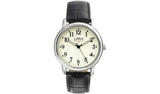 Limit men's glow dial watch with black faux leather strap - British product