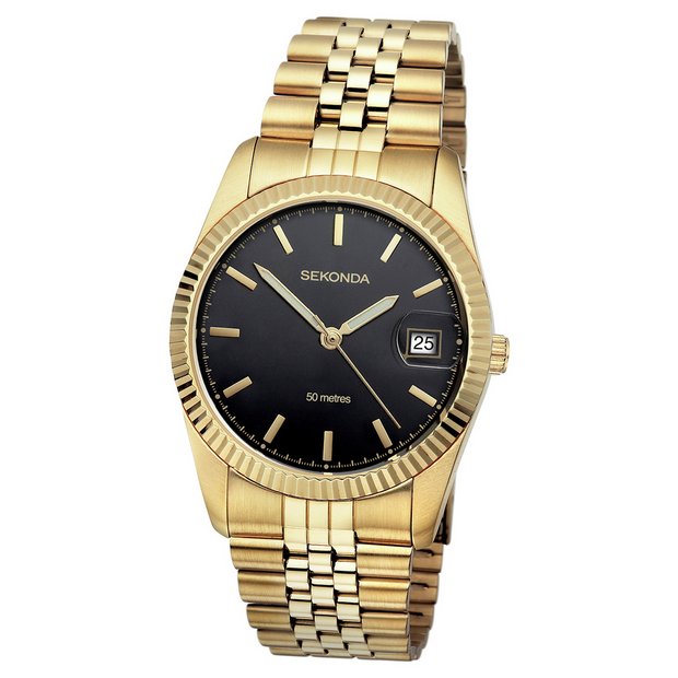 Sekonda gold plated black dial watch 36mm - British product