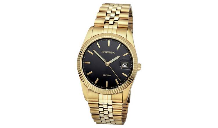 Sekonda gold plated black dial watch 36mm - British product
