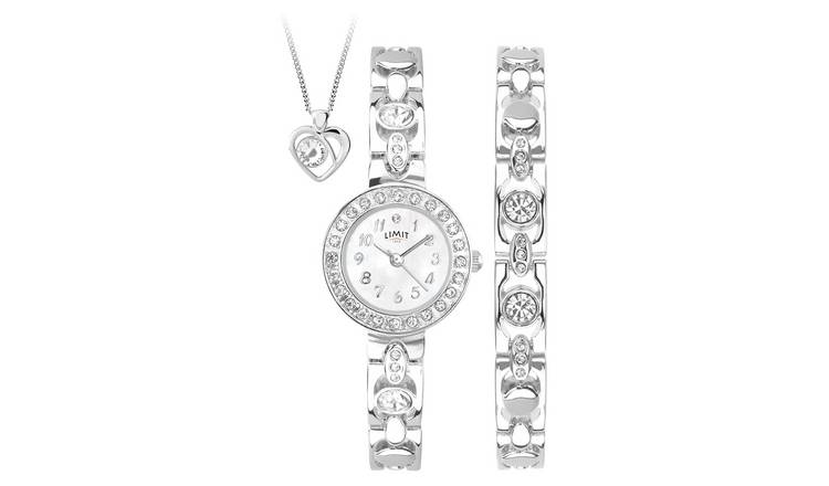 Limit ladies silver watch set with bracelet and pendant, UK version