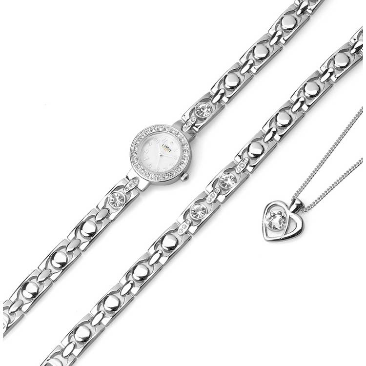 Limit ladies silver watch set with bracelet and pendant, UK version