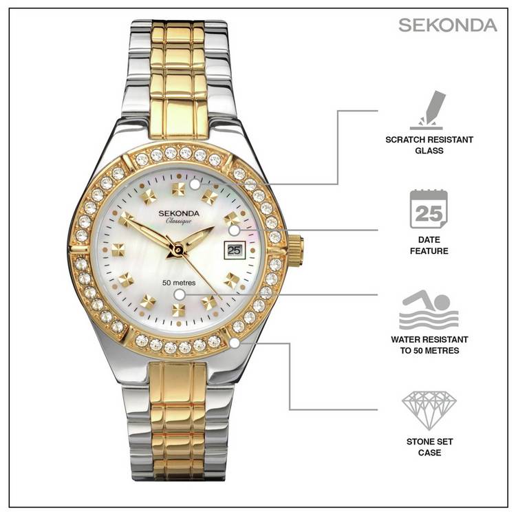 Sekonda Classique Ladies Two-Tone Bracelet Watch - British product