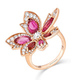 David Morris rose gold diamond rubellite palm ring - British product