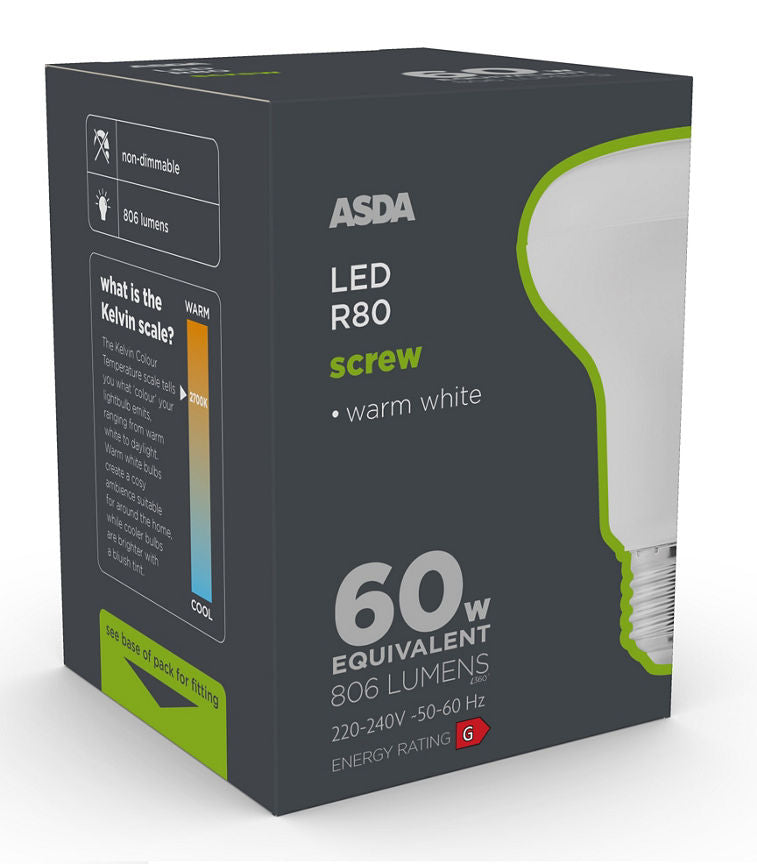 ASDA LED R80 Large Screw Lightbulb General Household ASDA   