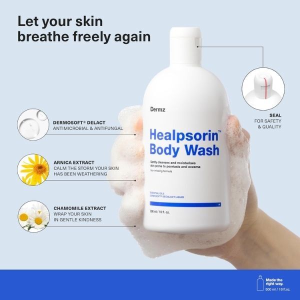 Dermz Healpsorin body wash 500ml, imported from the UK