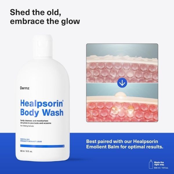 Dermz Healpsorin body wash 500ml, imported from the UK