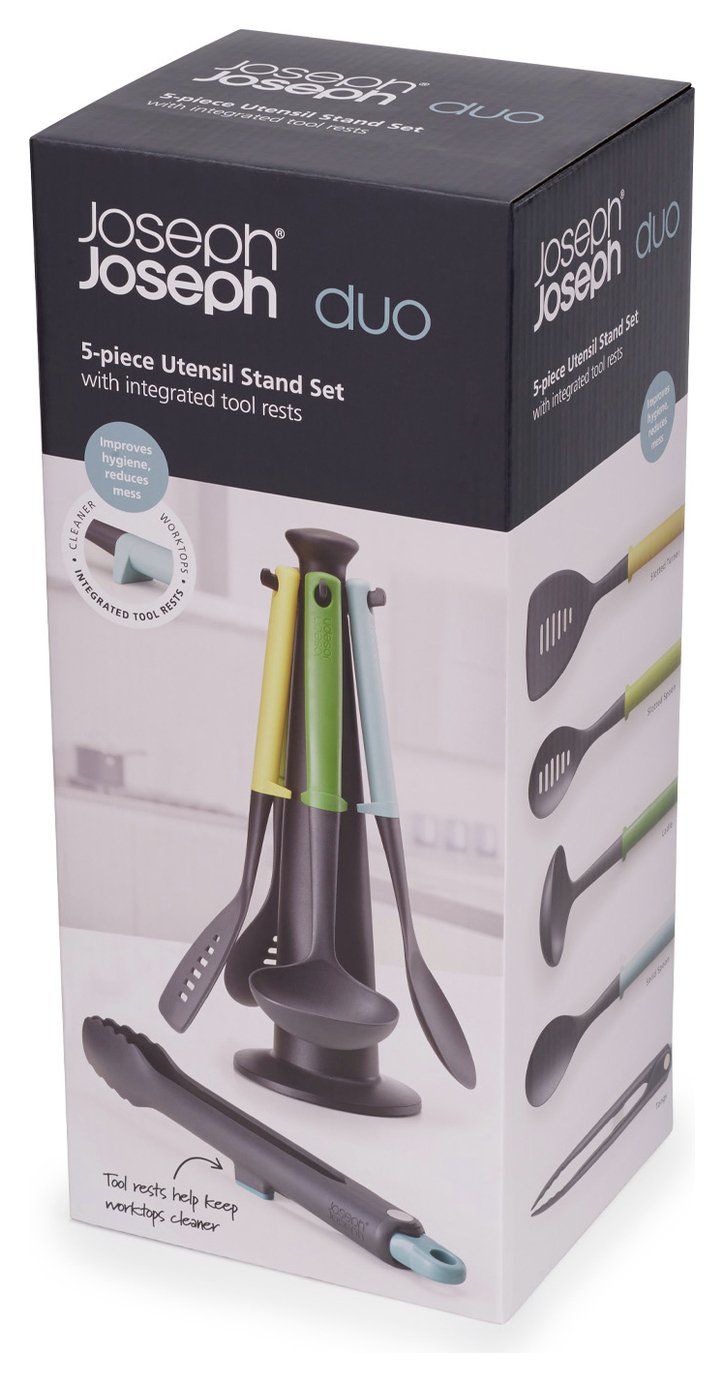 Joseph Joseph 5 piece cooking utensil set with stand, UK version