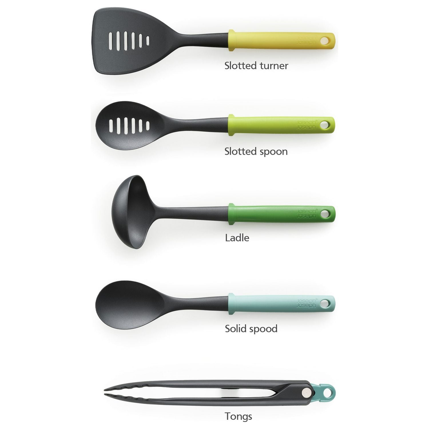 Joseph Joseph 5 piece cooking utensil set with stand, UK version