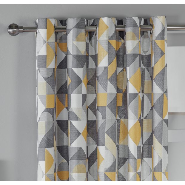 Habitat Geometric Eyelet Curtains in Natural 168x183cm, UK version