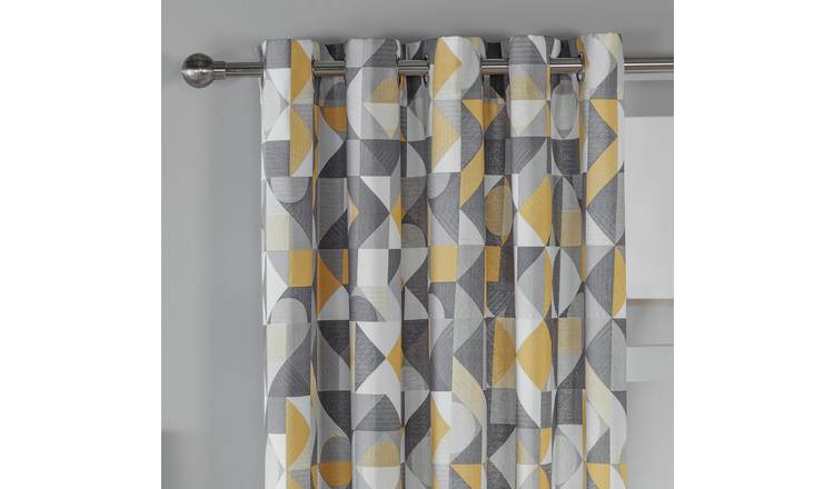 Habitat Geometric Eyelet Curtains in Natural 168x183cm, UK version