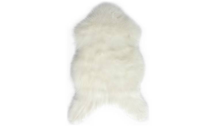 Habitat Sheepskin Faux Fur Cream Shaggy Rug 60x90cm, UK version