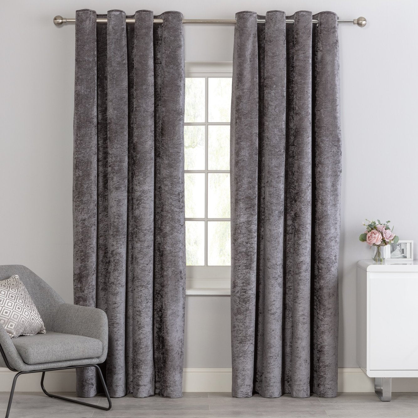 Argos Home Charcoal Eyelet Curtains 229x229cm - British product