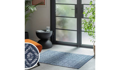 Argos Argos Home Geometric Blue Cotton Flatweave Rug - 80x110cm- Buy online at McGrocer