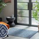 Argos Home Geometric Blue Cotton Flatweave Rug - 80x110cm