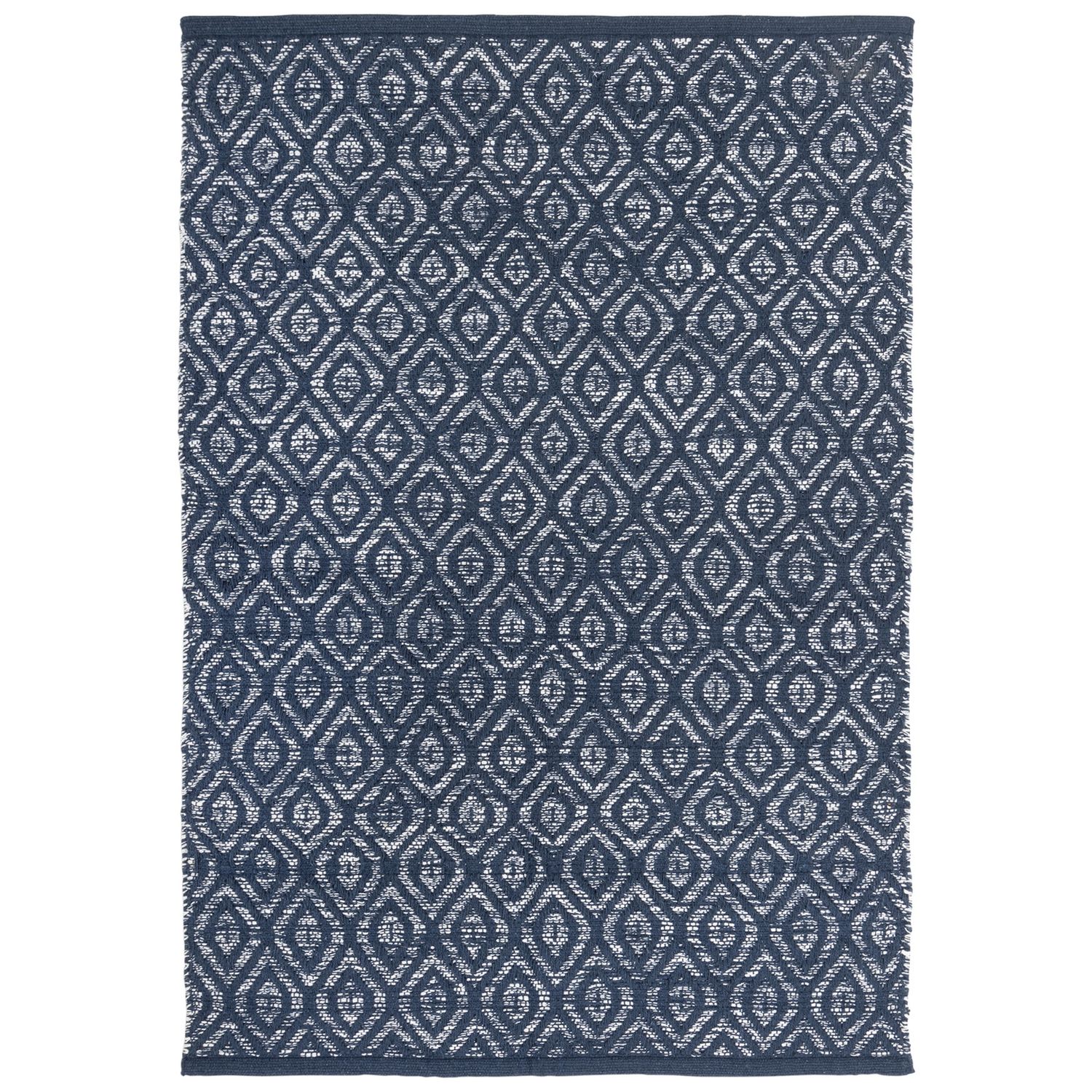 Argos Home geometric blue cotton flatweave rug 80x110cm - British product