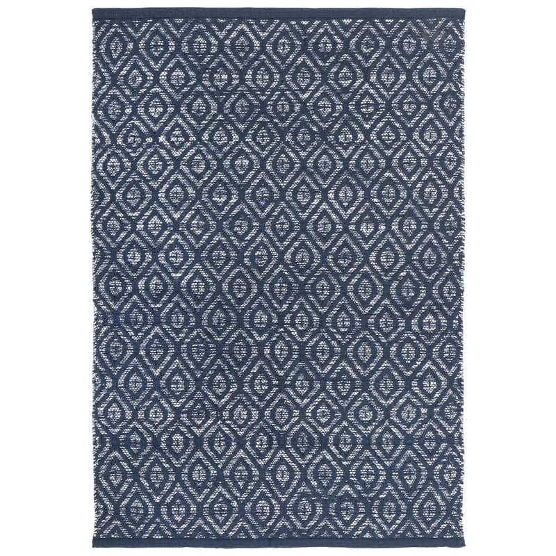Argos Home geometric blue cotton flatweave rug 80x110cm - British product