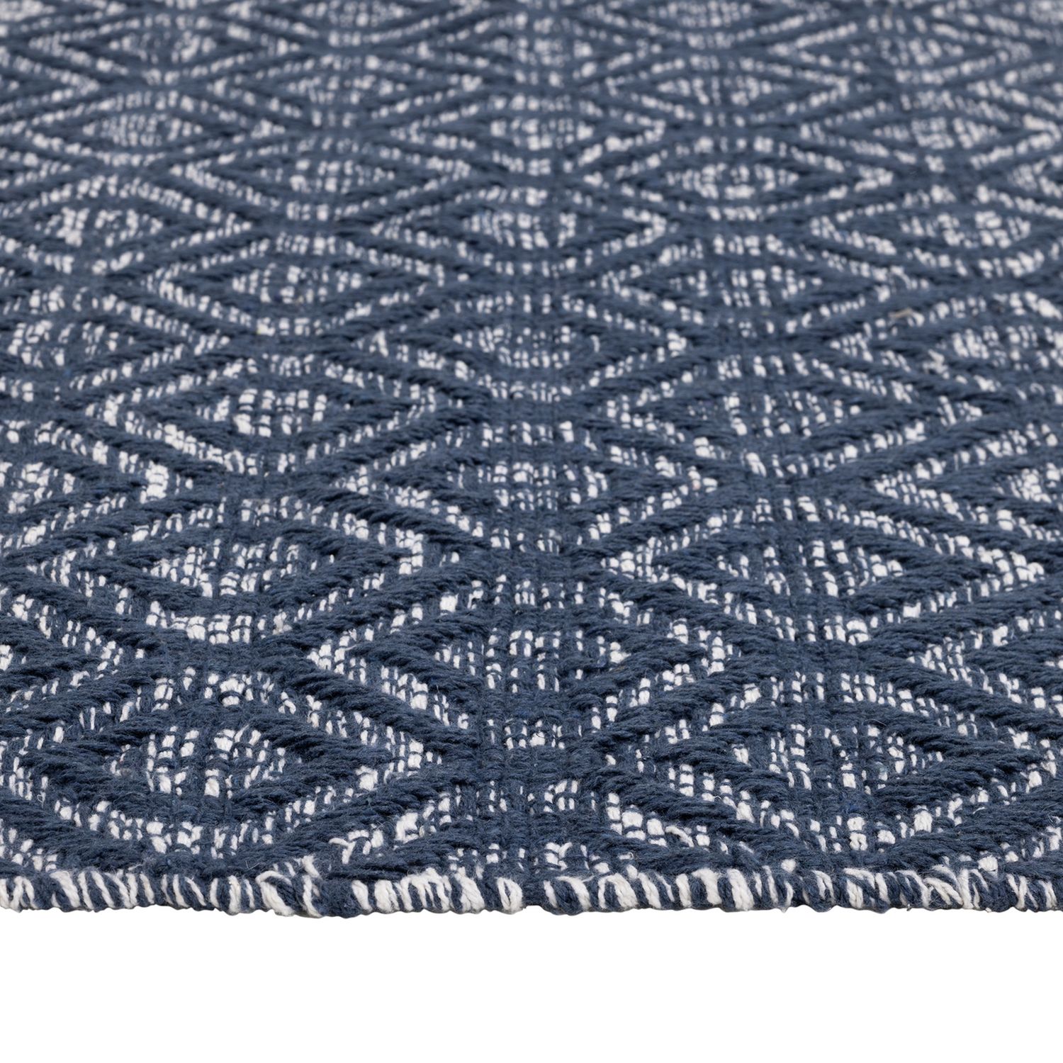 Argos Home geometric blue cotton flatweave rug 80x110cm - British product
