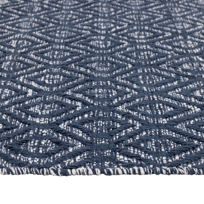 Argos Home geometric blue cotton flatweave rug 80x110cm - British product