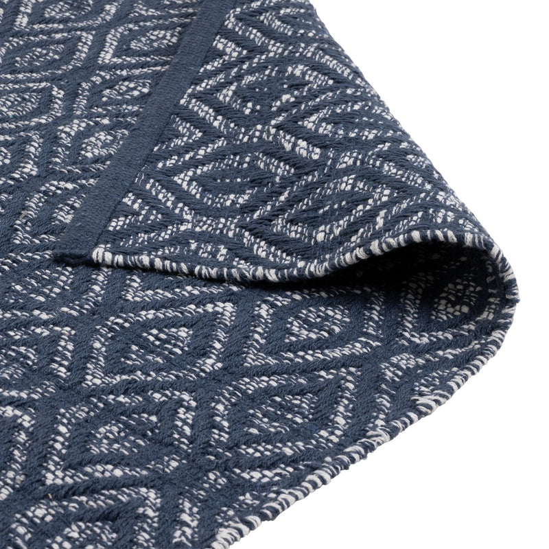 Argos Home geometric blue cotton flatweave rug 80x110cm - British product