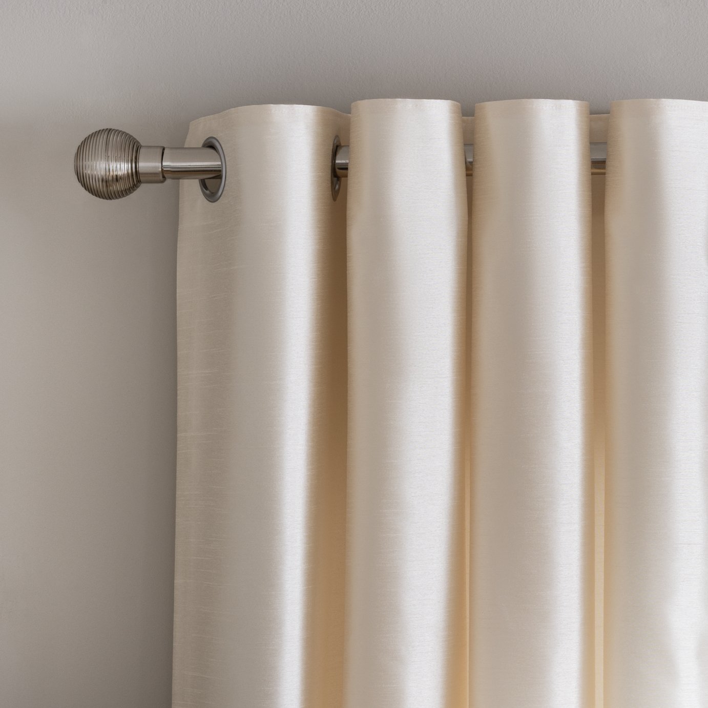 Habitat Faux Silk Eyelet Curtains Champagne 117x137cm, UK version