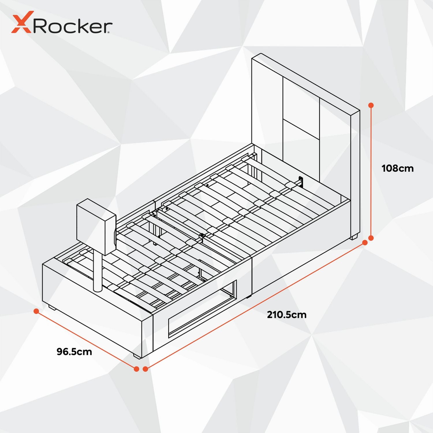 XR Living Ava white TV LED bed frame single (British brand)