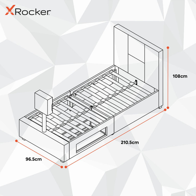 XR Living Ava white TV LED bed frame single (British brand)