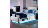 XR Living Ava white TV LED bed frame single (British brand)
