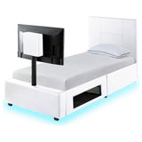 XR Living Ava white TV LED bed frame single (British brand)
