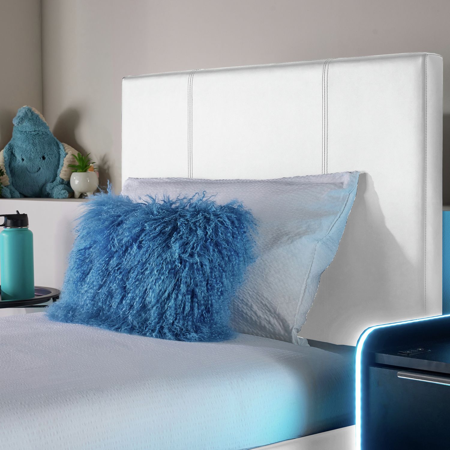 XR Living Ava white TV LED bed frame single (British brand)
