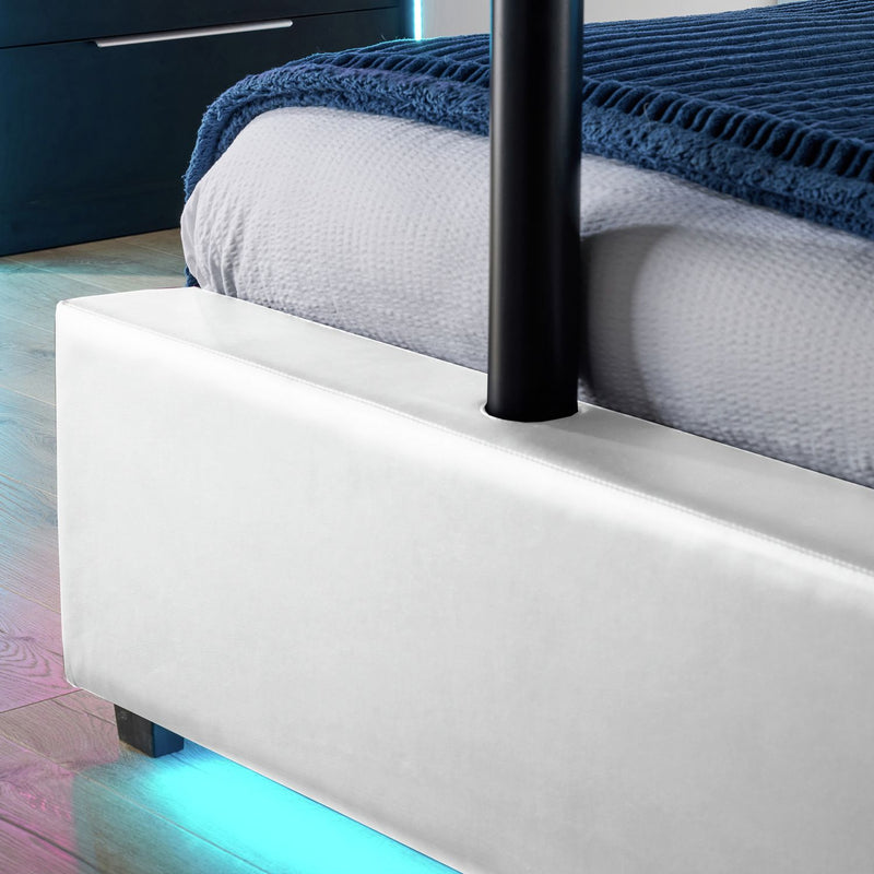 XR Living Ava white TV LED bed frame single (British brand)