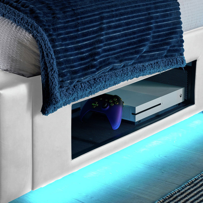 XR Living Ava white TV LED bed frame single (British brand)