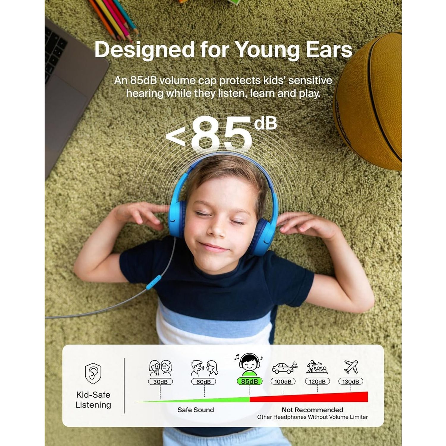 Belkin SoundForm Mini kids on-ear headphones blue - British product
